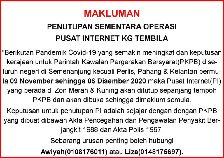 Notis Makluman Penutupan PI PKPB